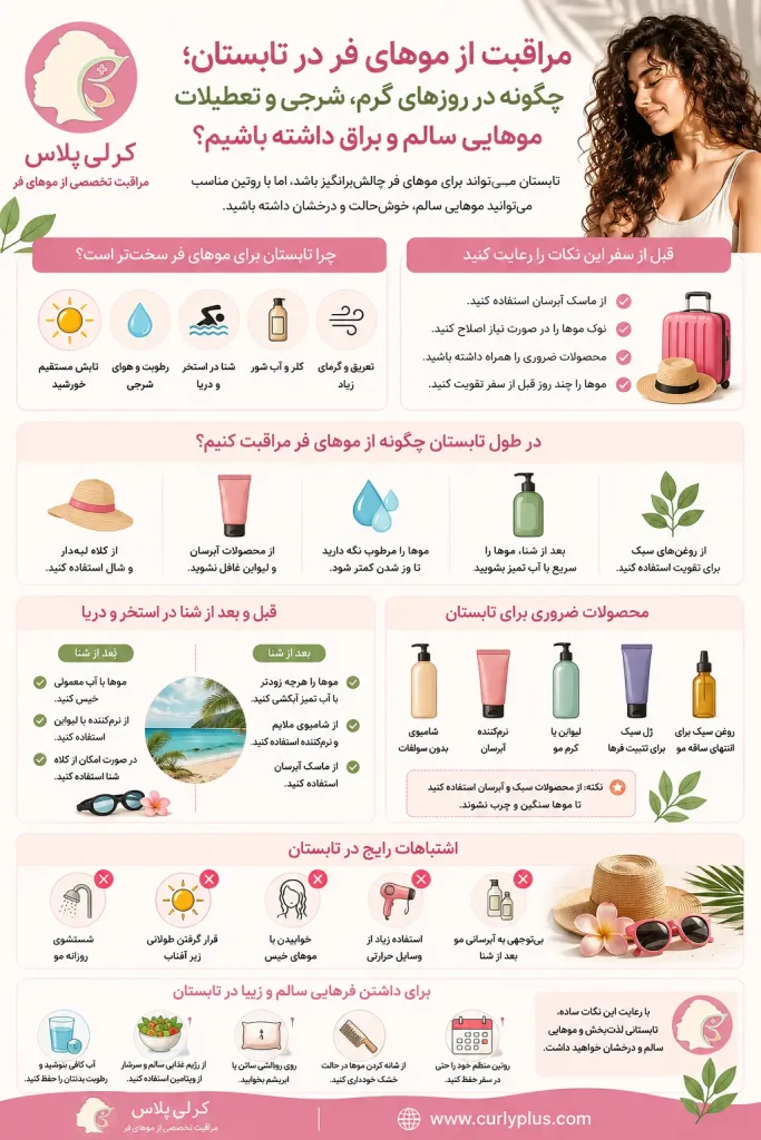 مراقبت از موهای فر در تابستان؛ چگونه در روزهای گرم، شرجی و تعطیلات موهایی سالم و براق داشته باشیم؟